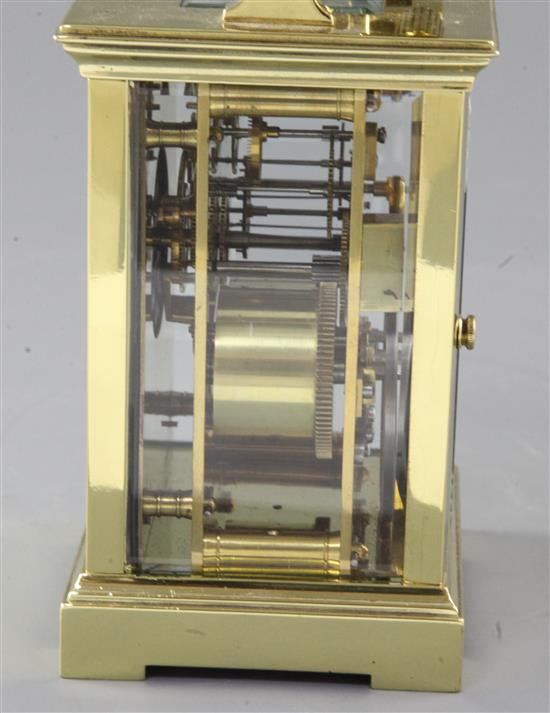 An Edwardian lacquered brass carriage clock, 14.5cm